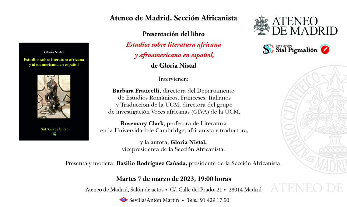 Presentación del libro ESTUDIOS DE LITERATURAS AFRICANAS de Gloria Nistal - 1